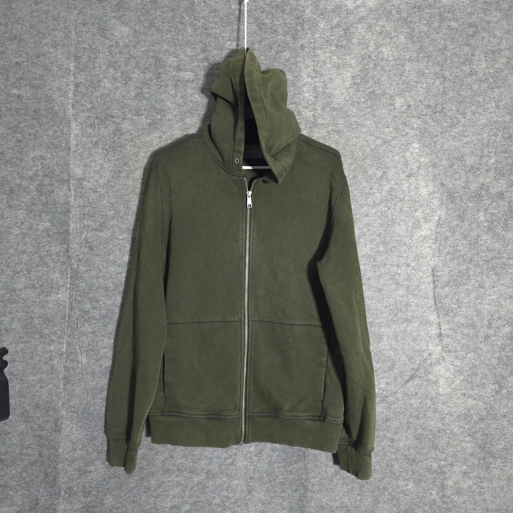 Everlane Full Zip Hoodie Women Medium Green Olive Fleece Long Sleeve Sweatshirt
